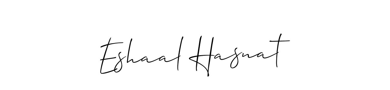 Use a signature maker to create a handwritten signature online. With this signature software, you can design (Allison_Script) your own signature for name Eshaal Hasnat. Eshaal Hasnat signature style 2 images and pictures png