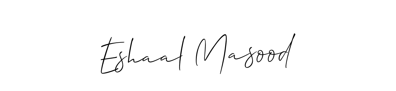 Allison_Script is a professional signature style that is perfect for those who want to add a touch of class to their signature. It is also a great choice for those who want to make their signature more unique. Get Eshaal Masood name to fancy signature for free. Eshaal Masood signature style 2 images and pictures png