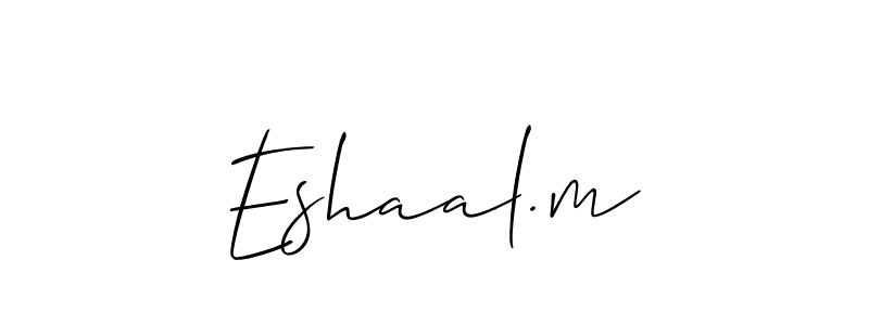 Also You can easily find your signature by using the search form. We will create Eshaal.m name handwritten signature images for you free of cost using Allison_Script sign style. Eshaal.m signature style 2 images and pictures png