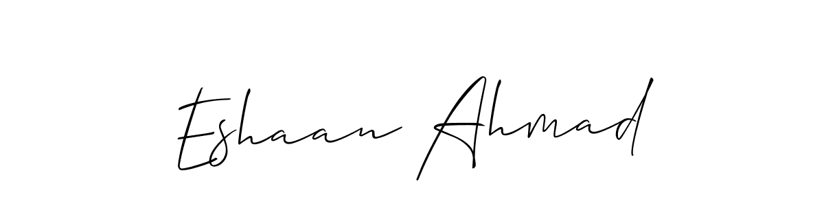 The best way (Allison_Script) to make a short signature is to pick only two or three words in your name. The name Eshaan Ahmad include a total of six letters. For converting this name. Eshaan Ahmad signature style 2 images and pictures png