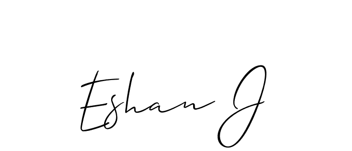 The best way (Allison_Script) to make a short signature is to pick only two or three words in your name. The name Eshan J include a total of six letters. For converting this name. Eshan J signature style 2 images and pictures png