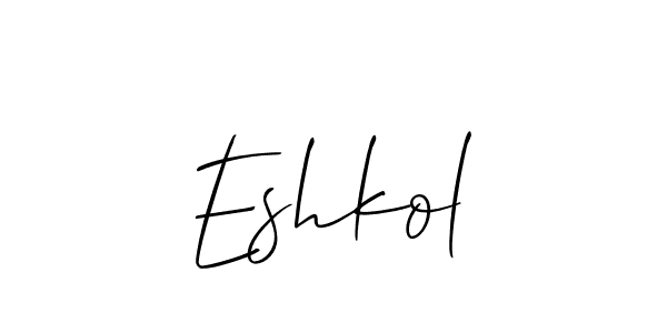 Allison_Script is a professional signature style that is perfect for those who want to add a touch of class to their signature. It is also a great choice for those who want to make their signature more unique. Get Eshkol name to fancy signature for free. Eshkol signature style 2 images and pictures png