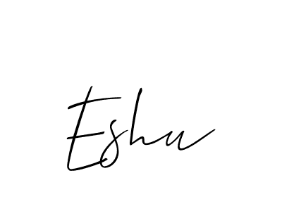 Use a signature maker to create a handwritten signature online. With this signature software, you can design (Allison_Script) your own signature for name Eshu. Eshu signature style 2 images and pictures png