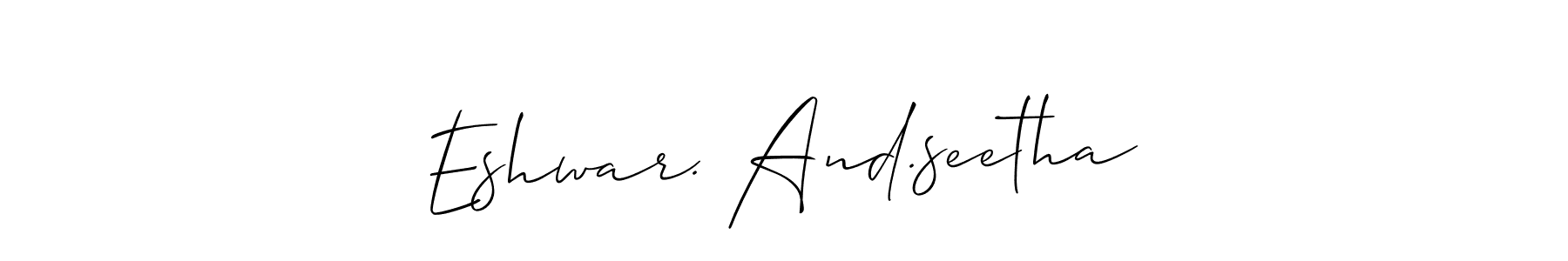 Allison_Script is a professional signature style that is perfect for those who want to add a touch of class to their signature. It is also a great choice for those who want to make their signature more unique. Get Eshwar. And.seetha name to fancy signature for free. Eshwar. And.seetha signature style 2 images and pictures png