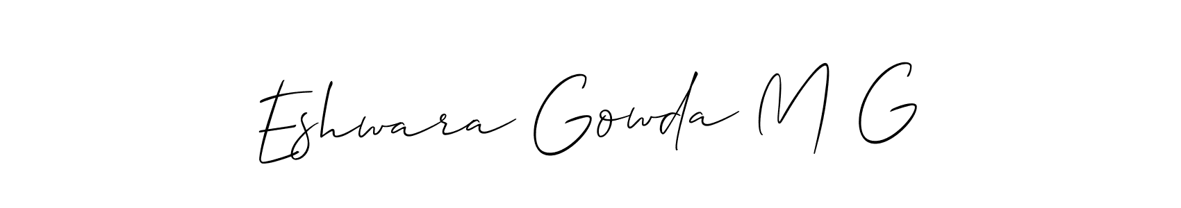 Design your own signature with our free online signature maker. With this signature software, you can create a handwritten (Allison_Script) signature for name Eshwara Gowda M G. Eshwara Gowda M G signature style 2 images and pictures png