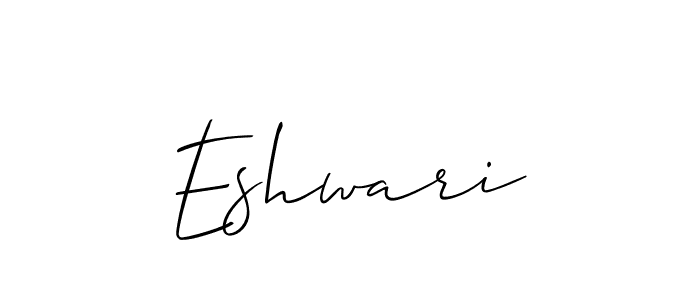 Use a signature maker to create a handwritten signature online. With this signature software, you can design (Allison_Script) your own signature for name Eshwari. Eshwari signature style 2 images and pictures png