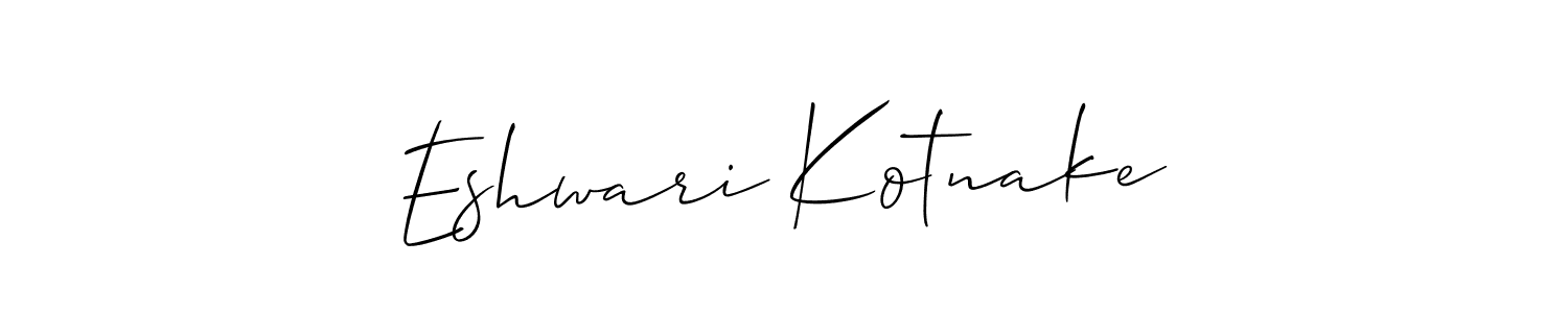 Also You can easily find your signature by using the search form. We will create Eshwari Kotnake name handwritten signature images for you free of cost using Allison_Script sign style. Eshwari Kotnake signature style 2 images and pictures png