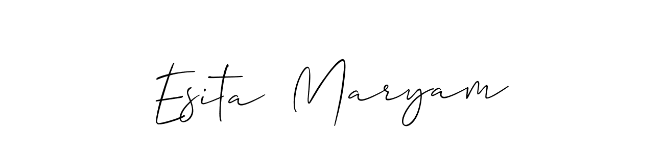 The best way (Allison_Script) to make a short signature is to pick only two or three words in your name. The name Esita  Maryam include a total of six letters. For converting this name. Esita  Maryam signature style 2 images and pictures png