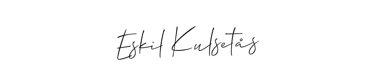 Also we have Eskil Kulsetås name is the best signature style. Create professional handwritten signature collection using Allison_Script autograph style. Eskil Kulsetås signature style 2 images and pictures png