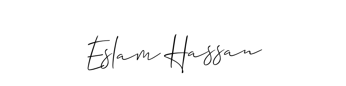 Make a beautiful signature design for name Eslam Hassan. With this signature (Allison_Script) style, you can create a handwritten signature for free. Eslam Hassan signature style 2 images and pictures png