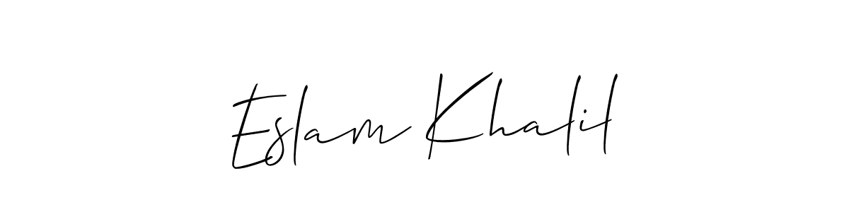 Use a signature maker to create a handwritten signature online. With this signature software, you can design (Allison_Script) your own signature for name Eslam Khalil. Eslam Khalil signature style 2 images and pictures png