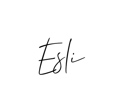 The best way (Allison_Script) to make a short signature is to pick only two or three words in your name. The name Esli include a total of six letters. For converting this name. Esli signature style 2 images and pictures png