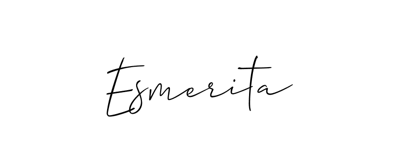 The best way (Allison_Script) to make a short signature is to pick only two or three words in your name. The name Esmerita include a total of six letters. For converting this name. Esmerita signature style 2 images and pictures png