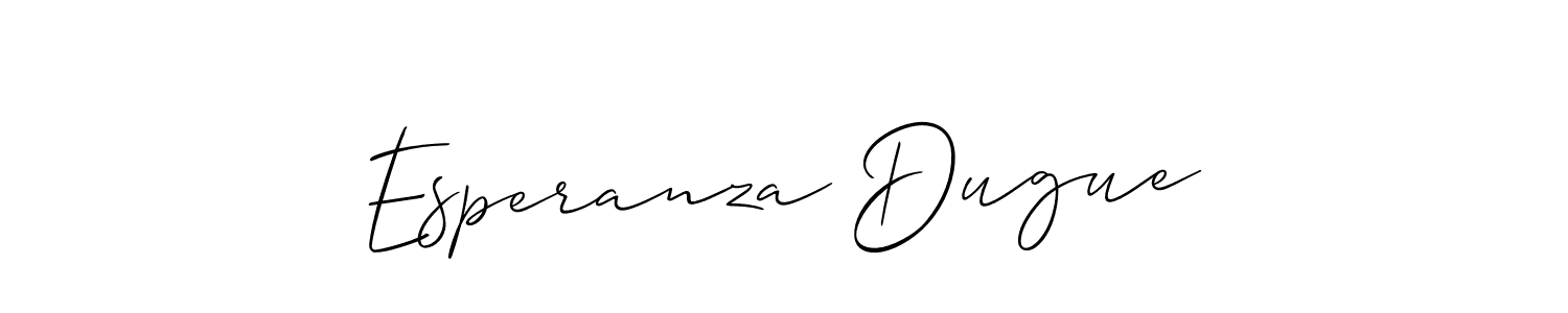 Make a short Esperanza Dugue signature style. Manage your documents anywhere anytime using Allison_Script. Create and add eSignatures, submit forms, share and send files easily. Esperanza Dugue signature style 2 images and pictures png