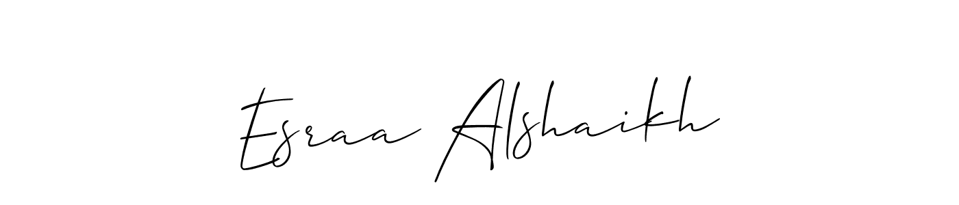 Use a signature maker to create a handwritten signature online. With this signature software, you can design (Allison_Script) your own signature for name Esraa Alshaikh. Esraa Alshaikh signature style 2 images and pictures png