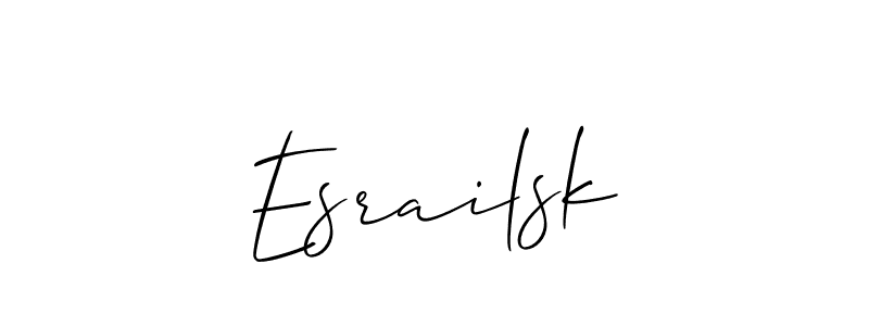 Similarly Allison_Script is the best handwritten signature design. Signature creator online .You can use it as an online autograph creator for name Esrailsk. Esrailsk signature style 2 images and pictures png