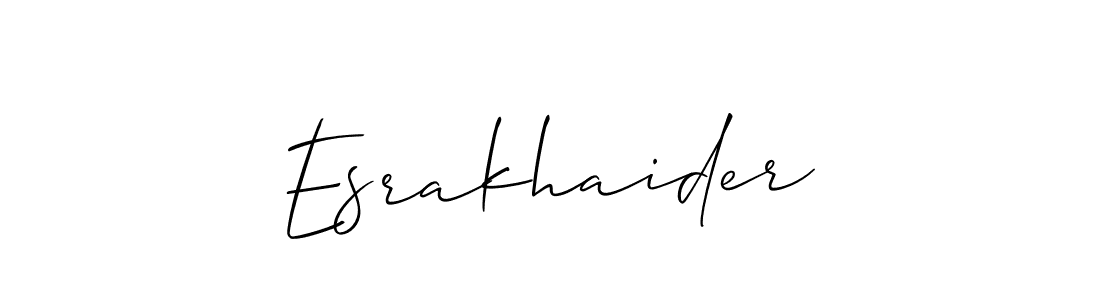 Design your own signature with our free online signature maker. With this signature software, you can create a handwritten (Allison_Script) signature for name Esrakhaider. Esrakhaider signature style 2 images and pictures png