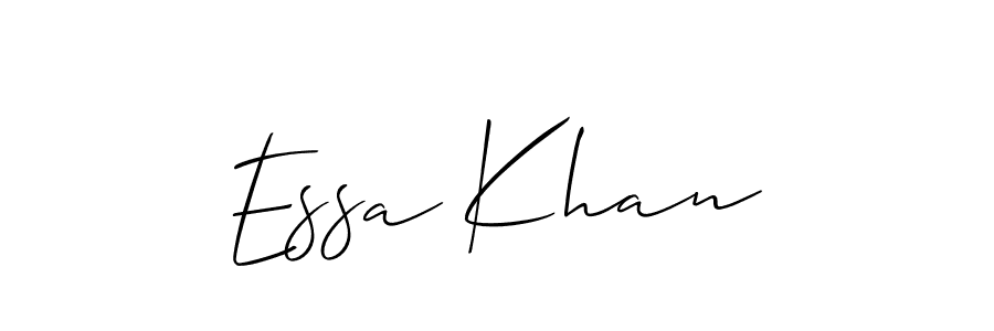 The best way (Allison_Script) to make a short signature is to pick only two or three words in your name. The name Essa Khan include a total of six letters. For converting this name. Essa Khan signature style 2 images and pictures png