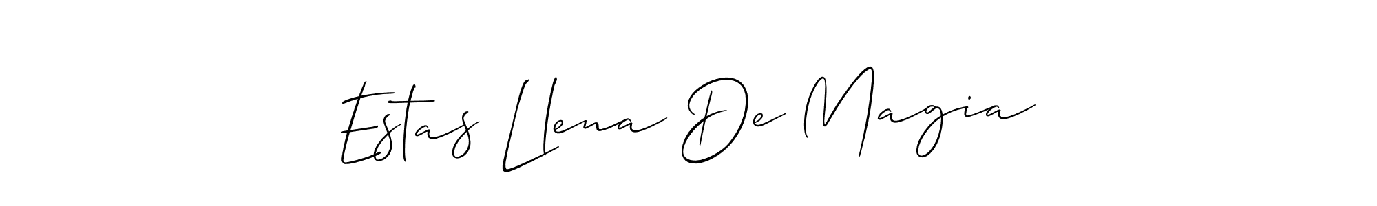 The best way (Allison_Script) to make a short signature is to pick only two or three words in your name. The name Estas Llena De Magia include a total of six letters. For converting this name. Estas Llena De Magia signature style 2 images and pictures png