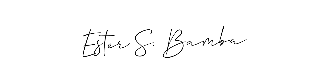 The best way (Allison_Script) to make a short signature is to pick only two or three words in your name. The name Ester S. Bamba include a total of six letters. For converting this name. Ester S. Bamba signature style 2 images and pictures png
