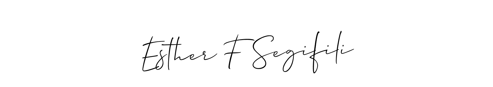 Create a beautiful signature design for name Esther F Segifili. With this signature (Allison_Script) fonts, you can make a handwritten signature for free. Esther F Segifili signature style 2 images and pictures png