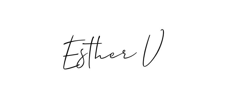 Similarly Allison_Script is the best handwritten signature design. Signature creator online .You can use it as an online autograph creator for name Esther V. Esther V signature style 2 images and pictures png