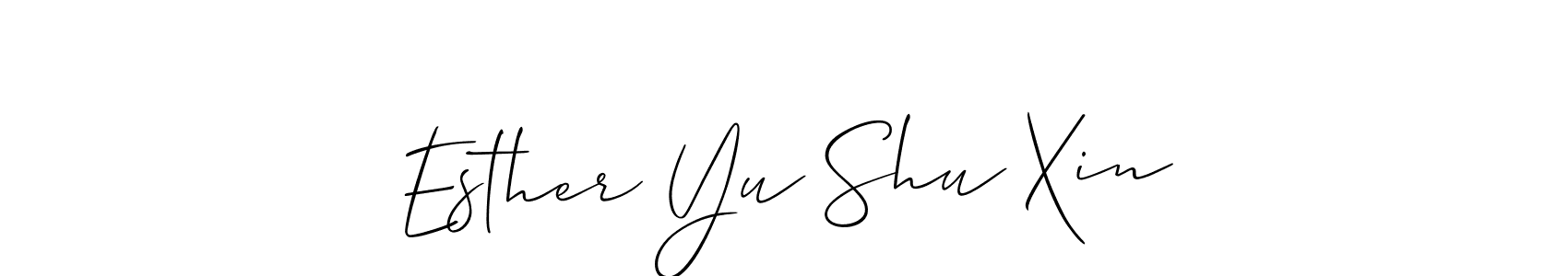 You should practise on your own different ways (Allison_Script) to write your name (Esther Yu Shu Xin) in signature. don't let someone else do it for you. Esther Yu Shu Xin signature style 2 images and pictures png