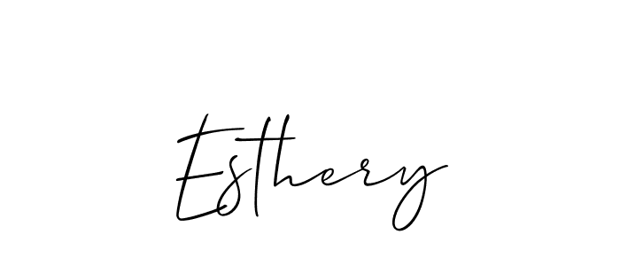 The best way (Allison_Script) to make a short signature is to pick only two or three words in your name. The name Esthery include a total of six letters. For converting this name. Esthery signature style 2 images and pictures png