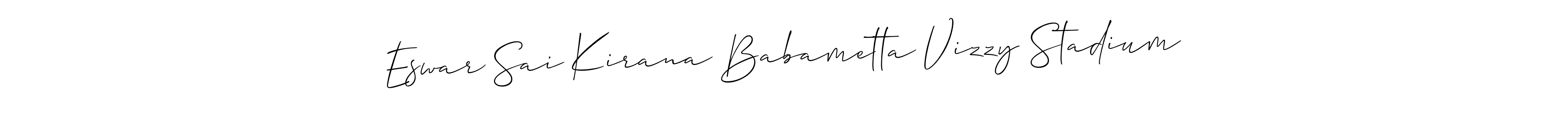 This is the best signature style for the Eswar Sai Kirana Babametta Vizzy Stadium name. Also you like these signature font (Allison_Script). Mix name signature. Eswar Sai Kirana Babametta Vizzy Stadium signature style 2 images and pictures png