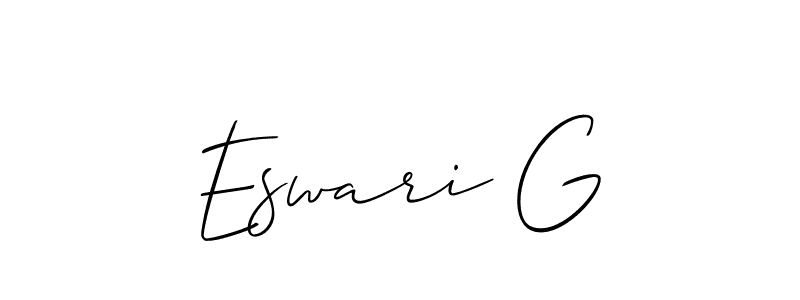 It looks lik you need a new signature style for name Eswari G. Design unique handwritten (Allison_Script) signature with our free signature maker in just a few clicks. Eswari G signature style 2 images and pictures png