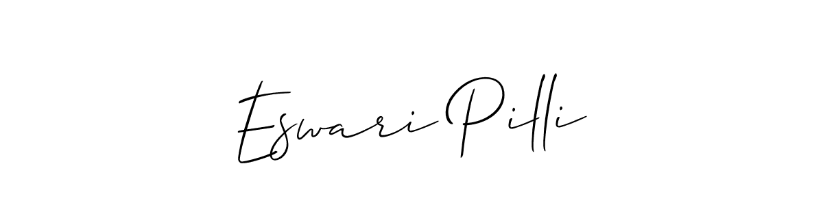 Also You can easily find your signature by using the search form. We will create Eswari Pilli name handwritten signature images for you free of cost using Allison_Script sign style. Eswari Pilli signature style 2 images and pictures png
