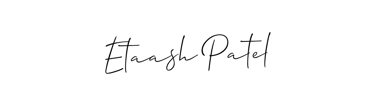The best way (Allison_Script) to make a short signature is to pick only two or three words in your name. The name Etaash Patel include a total of six letters. For converting this name. Etaash Patel signature style 2 images and pictures png