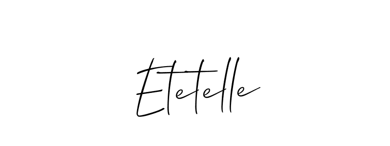 The best way (Allison_Script) to make a short signature is to pick only two or three words in your name. The name Etetelle include a total of six letters. For converting this name. Etetelle signature style 2 images and pictures png