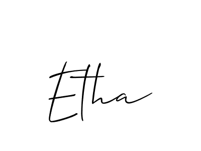 Etha stylish signature style. Best Handwritten Sign (Allison_Script) for my name. Handwritten Signature Collection Ideas for my name Etha. Etha signature style 2 images and pictures png