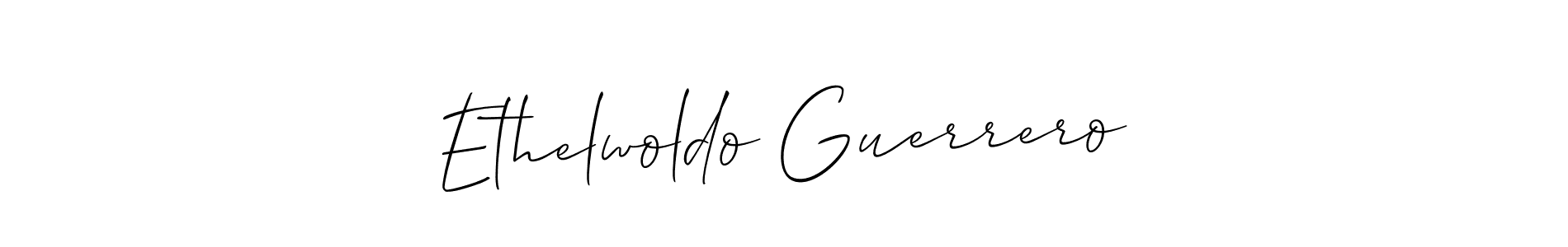 How to make Ethelwoldo Guerrero name signature. Use Allison_Script style for creating short signs online. This is the latest handwritten sign. Ethelwoldo Guerrero signature style 2 images and pictures png