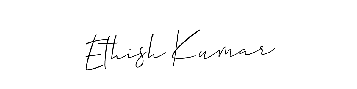 Make a beautiful signature design for name Ethish Kumar. With this signature (Allison_Script) style, you can create a handwritten signature for free. Ethish Kumar signature style 2 images and pictures png