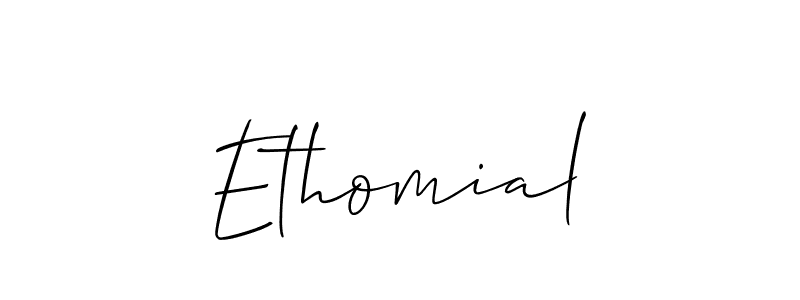 Make a beautiful signature design for name Ethomial. With this signature (Allison_Script) style, you can create a handwritten signature for free. Ethomial signature style 2 images and pictures png