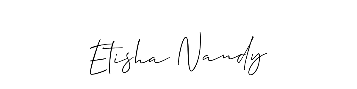 It looks lik you need a new signature style for name Etisha Nandy. Design unique handwritten (Allison_Script) signature with our free signature maker in just a few clicks. Etisha Nandy signature style 2 images and pictures png