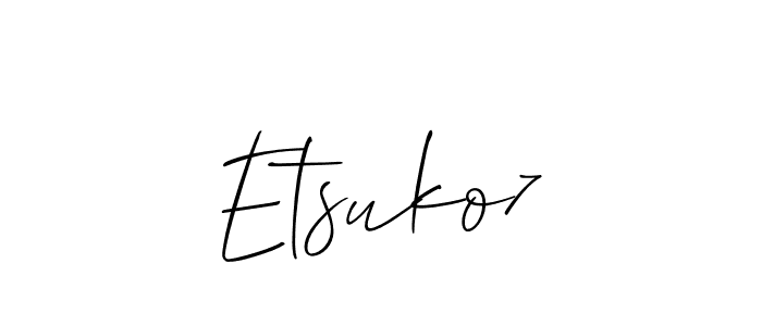 Similarly Allison_Script is the best handwritten signature design. Signature creator online .You can use it as an online autograph creator for name Etsuko7. Etsuko7 signature style 2 images and pictures png
