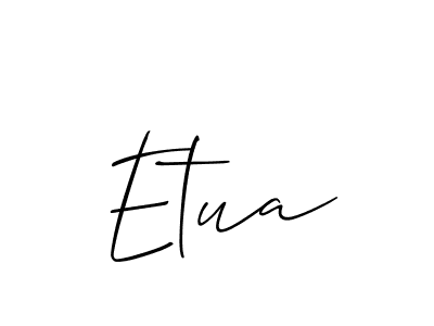 Similarly Allison_Script is the best handwritten signature design. Signature creator online .You can use it as an online autograph creator for name Etua. Etua signature style 2 images and pictures png