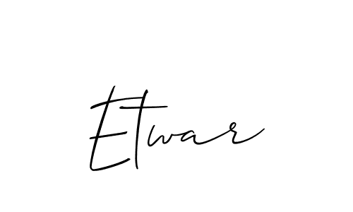 The best way (Allison_Script) to make a short signature is to pick only two or three words in your name. The name Etwar include a total of six letters. For converting this name. Etwar signature style 2 images and pictures png