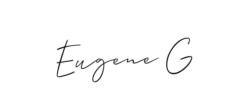 The best way (Allison_Script) to make a short signature is to pick only two or three words in your name. The name Eugene G include a total of six letters. For converting this name. Eugene G signature style 2 images and pictures png