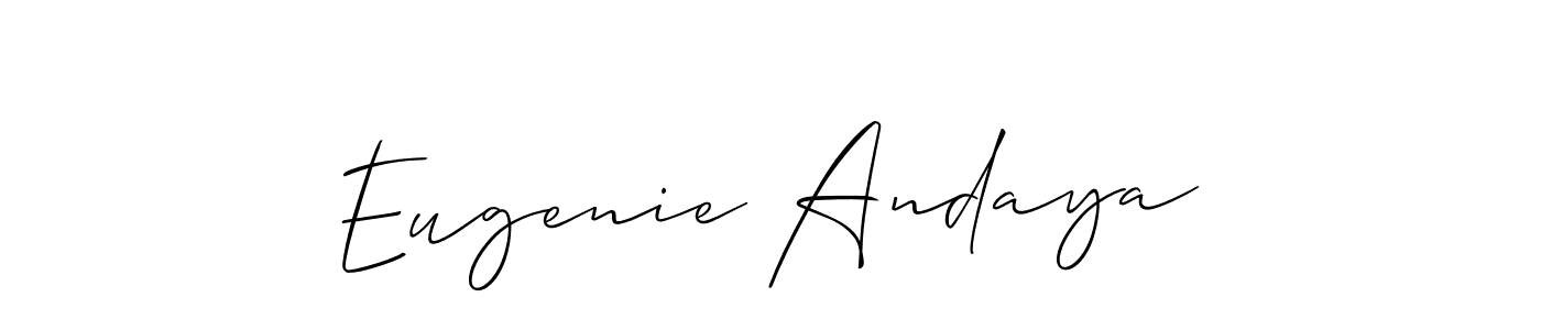 Use a signature maker to create a handwritten signature online. With this signature software, you can design (Allison_Script) your own signature for name Eugenie Andaya. Eugenie Andaya signature style 2 images and pictures png