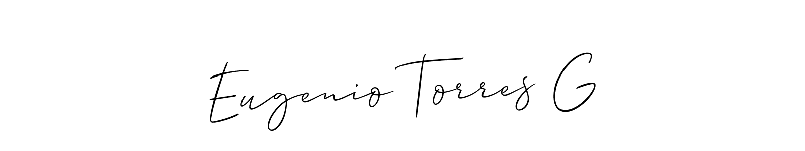 Use a signature maker to create a handwritten signature online. With this signature software, you can design (Allison_Script) your own signature for name Eugenio Torres G. Eugenio Torres G signature style 2 images and pictures png