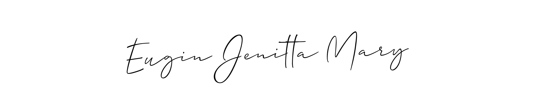 Allison_Script is a professional signature style that is perfect for those who want to add a touch of class to their signature. It is also a great choice for those who want to make their signature more unique. Get Eugin Jenitta Mary name to fancy signature for free. Eugin Jenitta Mary signature style 2 images and pictures png