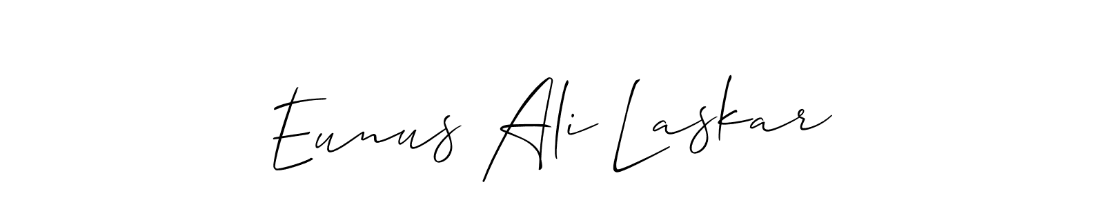 Allison_Script is a professional signature style that is perfect for those who want to add a touch of class to their signature. It is also a great choice for those who want to make their signature more unique. Get Eunus Ali Laskar name to fancy signature for free. Eunus Ali Laskar signature style 2 images and pictures png