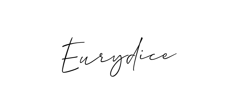 Also You can easily find your signature by using the search form. We will create Eurydice name handwritten signature images for you free of cost using Allison_Script sign style. Eurydice signature style 2 images and pictures png