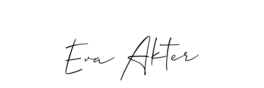 The best way (Allison_Script) to make a short signature is to pick only two or three words in your name. The name Eva Akter include a total of six letters. For converting this name. Eva Akter signature style 2 images and pictures png