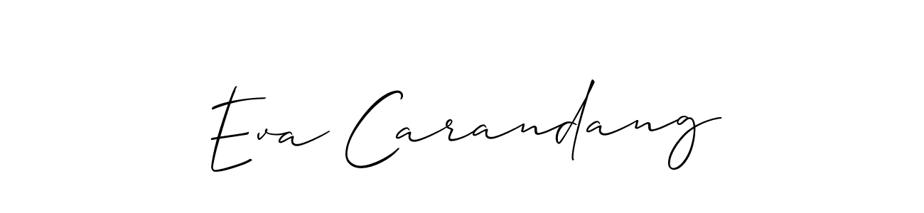 You should practise on your own different ways (Allison_Script) to write your name (Eva Carandang) in signature. don't let someone else do it for you. Eva Carandang signature style 2 images and pictures png