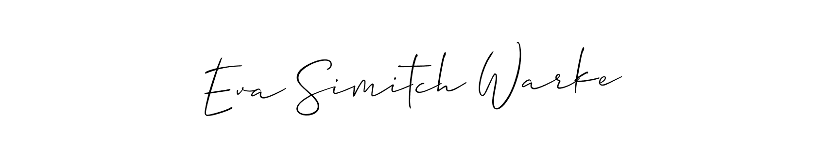 This is the best signature style for the Eva Simitch Warke name. Also you like these signature font (Allison_Script). Mix name signature. Eva Simitch Warke signature style 2 images and pictures png